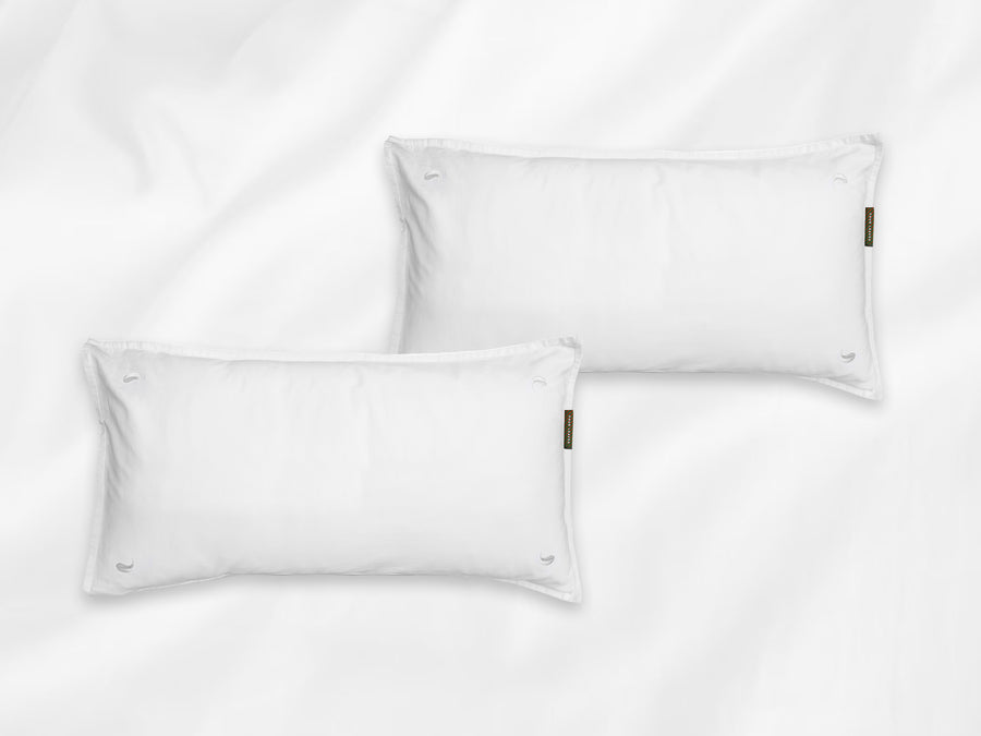 Nayakakanda percale pillowcases set (white with white leaves) - Four Leaves