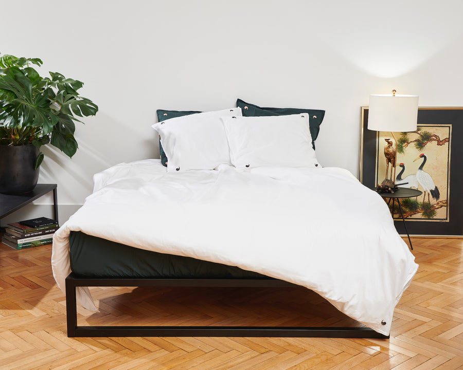 Kandalama percale pillowcase junior (dark green with dark green leaves) - Four Leaves
