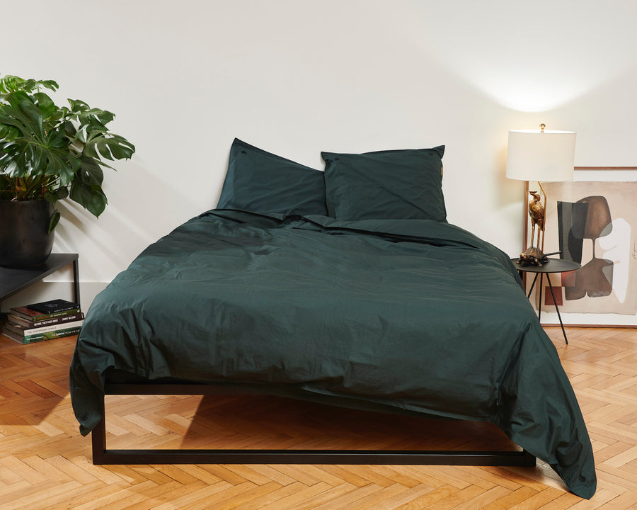 Kandalama percale pillowcases set (dark green with dark green leaves) - Four Leaves