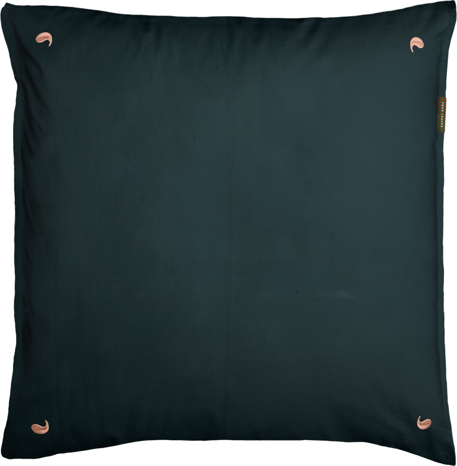 Namal Uyana percale pillowcases set (dark green with pink leaves) - Four Leaves