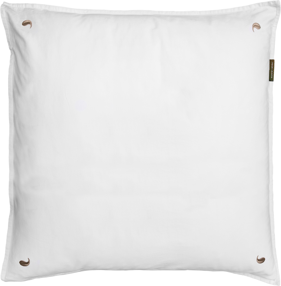 Bentota percale pillowcases set (white with beige leaves) - Four Leaves