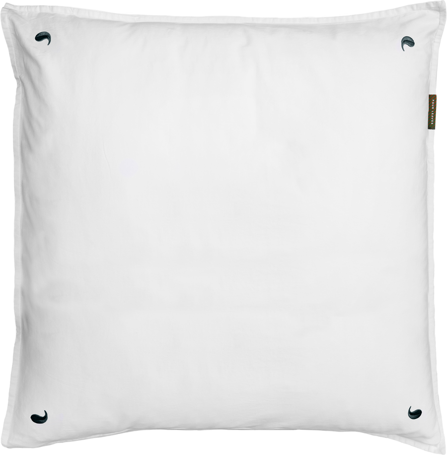 Kalundewa percale pillowcases set (white with dark green leaves) - Four Leaves