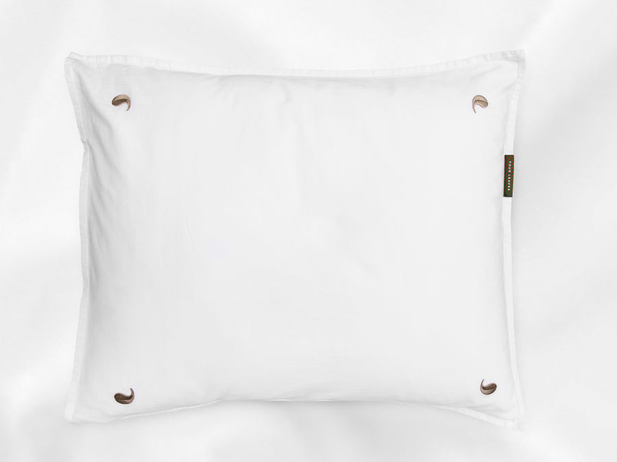 Bentota sateen pillowcase junior (white with beige leaves) - Four Leaves