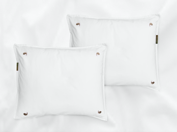 Bentota percale pillowcases set (white with beige leaves) - Four Leaves