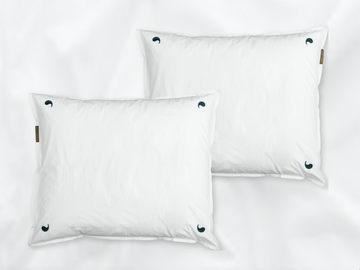Kalundewa percale pillowcases set (white with dark green leaves) - Four Leaves