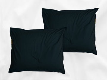 Kandalama percale pillowcases set (dark green with dark green leaves) - Four Leaves