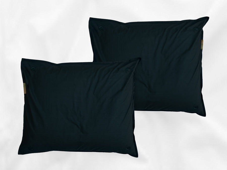 Kandalama percale pillowcases set (dark green with dark green leaves) - Four Leaves