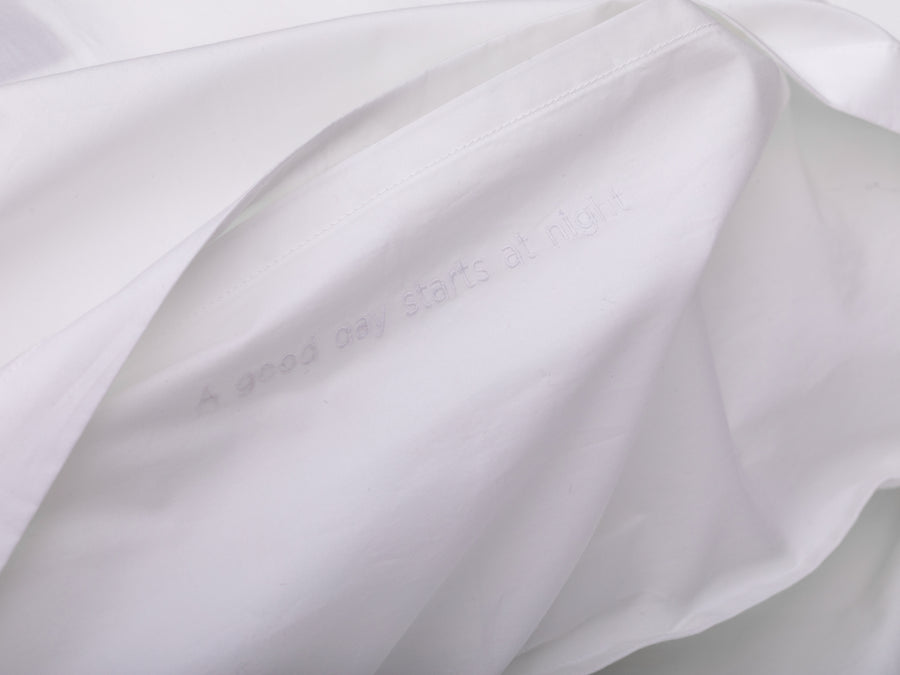 Nayakakanda percale duvet cover set (white with white leaves) - Four Leaves
