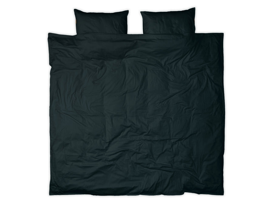 Kandalama sateen duvet cover set (dark green with dark green leaves) - Four Leaves