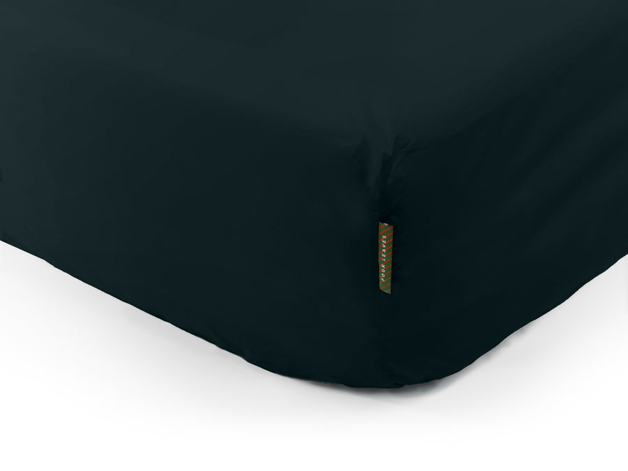 Kandalama sateen fitted sheet (dark green) - Four Leaves