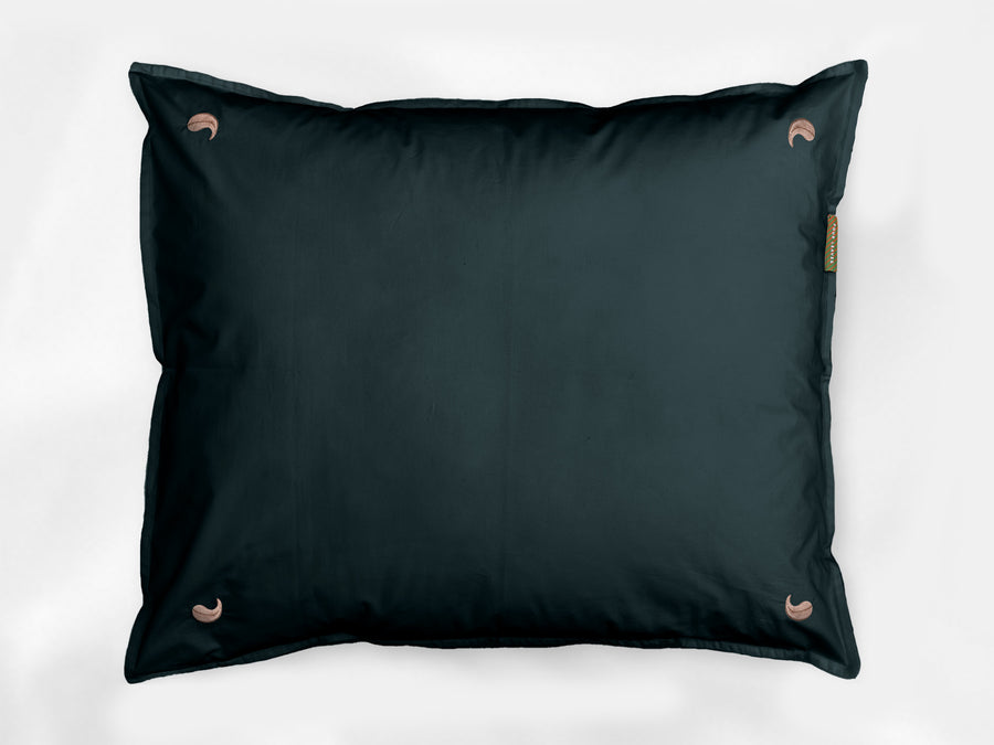 Namal Uyana sateen duvet cover set (dark green with pink leaves) - Four Leaves