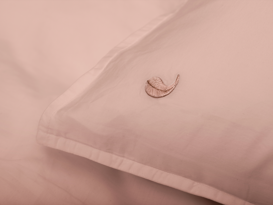 Bundala percale pillowcases set (pink with pink leaves) - Four Leaves