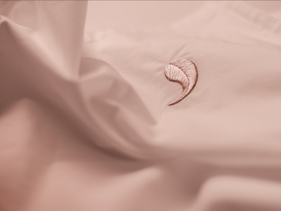 Bundala sateen duvet cover set (pink with pink leaves) - Four Leaves