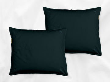 Kandalama sateen pillowcases set (dark green with dark green leaves) - Four Leaves