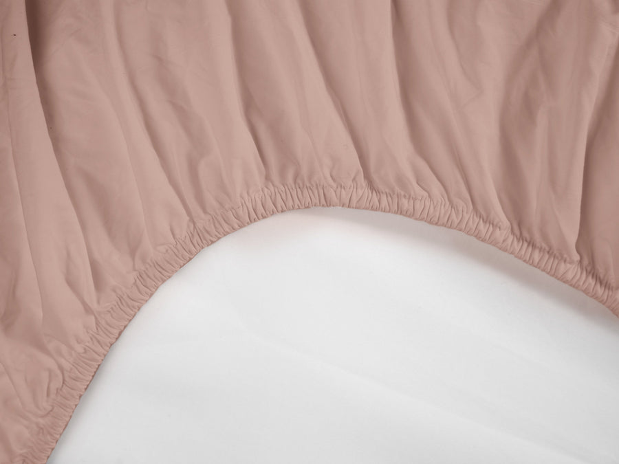 Bundala percale fitted sheet (pink) - Four Leaves